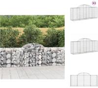 vidaXL: 3 macetas tipo gavión con forma arqueada, 200x50x80/100 cm, hierro galvanizado. Macetas y jardineras