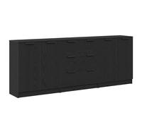 vidaXL 3 Piezas Aparadores Negro Roble Madera Elaborada