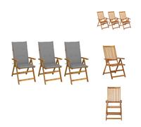 vidaXL: 3 sillas de jardín plegables con cojines, fabricadas en madera de acacia maciza. - Sillas de jardín