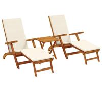 vidaXL: 3 sillas reclinables y plegables de madera maciza de acacia