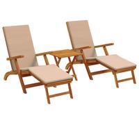 vidaXL: 3 sillas reclinables y plegables de madera maciza de acacia