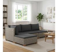 vidaXL 3 uds. Conjunto de Lounge de Ratan con Cojines GENDT Gris Kubu