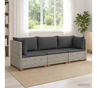 vidaXL Conjunto lounge de ratán GENDT 3 uds. con cojines Gris Kubu