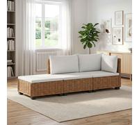vidaXL 3 uds. Conjunto de Lounge de Ratan con Cojines GENDT Natural
