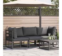 Muebles De Exterior Con Cojín 3 Pieza Negro Y Antracita Metal Vidaxl