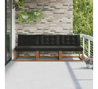 vidaXL 3 uds. Sofá intermedio de exterior Madera de Acacia Sólida