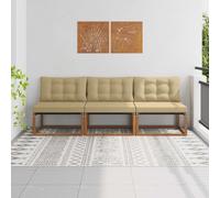 vidaXL 3 Pieza Sofá intermedio de exterior Madera de Acacia Sólida
