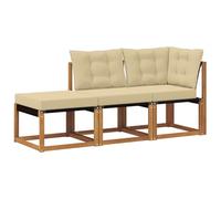 vidaXL 3 uds. Unidades de Sofá Modular de Exterior Natural y Beige