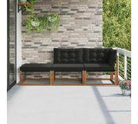vidaXL 3 uds. Unidades de Sofá Seccional para Exterior Natural