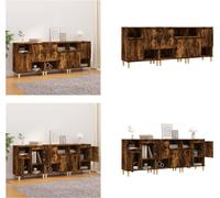 vidaXL, 3 unidades de aparadores, roble ahumado, 60x35x70 cm, material de madera, aparador, aparadores, armario, armario de almacenamiento