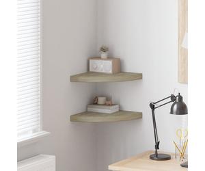 vidaXL 323926 Floating Corner Shelves 2 pcs Oak 35x35x3,8 cm MDF