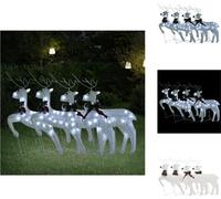 vidaXL, 4 faroles de ciervo LED, color blanco, 80 LEDs - Iluminación navideña