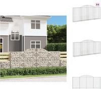 vidaXL: 4 macetas tipo gavión con arco, 300x30x120/140 cm, hierro galvanizado. Macetas y jardineras