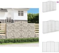 vidaXL: 4 macetas tipo gavión con arco, 300x50x180/200 cm, hierro galvanizado. Macetas y jardineras