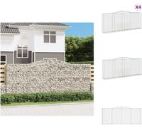 vidaXL: 4 macetas tipo gavión con forma de arco, 400x50x160/180 cm, hierro galvanizado. Macetas y jardineras