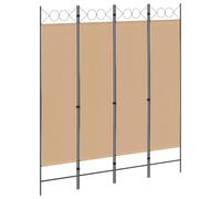 vidaXL 4 paneles separador de habitación beige 160 x 180 cm tela, separador de habitación moderno, pantalla independiente rectangular, partición de tela, separador interior, decoración antracita