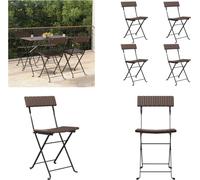 vidaXL: 4 sillas de bistró plegables, color marrón, de polirratán y acero. Sillas de bistró plegables. Sillas plegables. Muebles de jardín. Muebles para exteriores