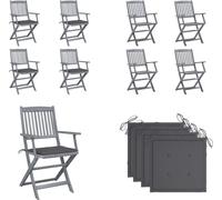 vidaXL: 4 sillas de jardín plegables con cojín para el asiento, fabricadas en madera de acacia maciza. Sillas de jardín, sillas de jardín de madera, sillas de jardín de madera maciza