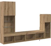 vidaXL: 4 soportes para televisores de pared, material de madera con acabado en roble artesanal