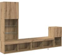 vidaXL: 4 soportes para televisores de pared, material de madera con acabado en roble artesanal