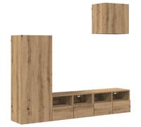 vidaXL: 4 soportes para televisores de pared, material de madera con acabado en roble artesanal