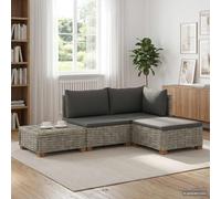 vidaXL 4 uds. Conjunto de Lounge de Ratán con Cojines GENDT Gris Kubu