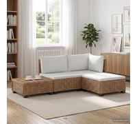 vidaXL 4 uds. Conjunto de Lounge de Ratán con Cojines GENDT Natural