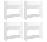 vidaXL Armario zapatero de pared 4 uds colgante organizador madera contrachapada blanco 60x18x60 cm