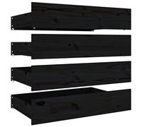 vidaXL 4X Cajones de Cama Almacenamiento Gaveta Accesorio Habitación Adultos Niños Adolescentes Dormitorio Madera Maciza de Pino Negro