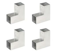 vidaXL 4x Conectores de Postes en L Soporte Jardín Patio al Aire Libre Estacas Exterior Valla Cerca Separador Metal Galvanizado 81x81mm