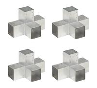 vidaXL 4x Conectores de Postes en X Soporte Jardín Patio al Aire Libre Estacas Exterior Valla Cerca Separador Metal Galvanizado 91x91mm