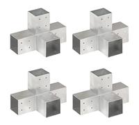 vidaXL 4x Conectores de Postes en X Soporte Jardín Patio al Aire Libre Estacas Exterior Valla Cerca Separador Metal Galvanizado 81x81mm