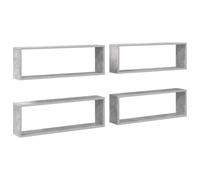 vidaXL 4X Estante Cubo Pared Estantería Colgante CD Libros Coleccionables Fotos Premios Decoración Librerías Contrachapada Gris Cemento 80x15x26,5 cm