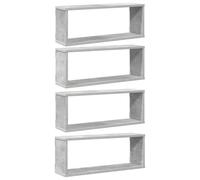 vidaXL Estantería cubo de pared 4X Contrachapada Gris hormigón 60x15x23 cm
