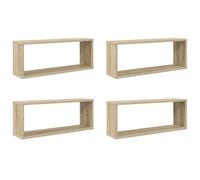 vidaXL Estantería cubo de pared de 4 uds contrachapado Blanco y Sonoma 60x15x23 cm