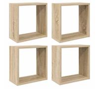 vidaXL Estantes de cubo de pared colgantes 4 unidades Roble 30x15x30 cm
