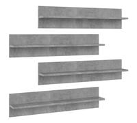 vidaXL 4X Estantes de Pared Repisa Flotante Balda Salón Sala de Estar Estudio Exhibición Colgante Decoración Contrachapada Gris Hormigón 80x11,5x18 cm