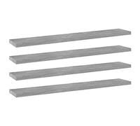 vidaXL 4X Estantes Estantería Estudio Salón Decoración Libros Librería Librero Biblioteca Tablero Extra Contrachapada Gris Hormigón 60x10x1,5 cm