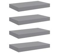 vidaXL 4X Estantes Flotantes de Pared Repisa Colgante Estantería Tablero CD Libros Decoración Coleccionables Fotos Premios Gris MDF 40x23x3,8 cm