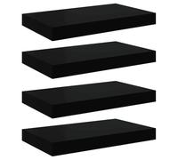 vidaXL 4X Estantes Flotantes de Pared Repisa Colgante Estantería Tablero CD Libros Decoración Coleccionables Fotos Premios Negro MDF 40x23,5x3,8 cm