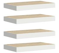 vidaXL 4X Estantes Flotantes Pared Repisa Balda Estantería Salón Sala de Estar Exhibición Colgante Decoración MDF Roble y Blanco 40x23x3,8 cm