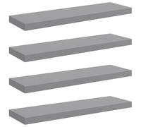 vidaXL 4X Estantes Flotantes Pared Repisa Colgante Estantería Tablero CD Libros Decoración Coleccionables Fotos Premios Gris MDF 80x23,5x3,8cm