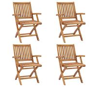 vidaXL 4X Madera Maciza de Teca Sillas de Jardín Plegables Sillón Exterior Terraza Balcón Patio Asiento Butaca Muebles Mobiliario Duradera