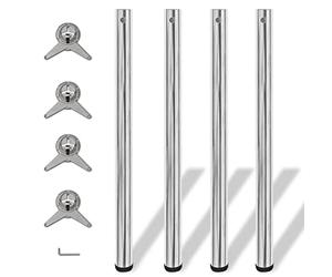 vidaXL 4x Patas para Mesa Regulables en Altura 870 mm Hierro Cromado Soportes