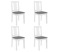 vidaXL Sillas de comedor con cojines 4 unidades madera maciza blanca