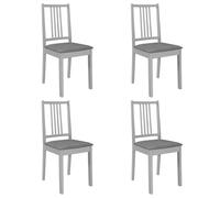 vidaXL 4X Sillas de Comedor con Cojines Madera Maciza Caucho Mobiliario Práctico Funcional Muebes Interiores Diseño Clásico Lujoso Confort Útil Gris