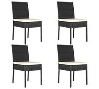 vidaXL Sillas de comedor de jardín 4× Ratán sintético Negro Respaldo cómodo