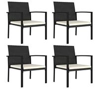 vidaXL Sillas de comedor de jardín – 4 unidades – Ratán sintético negro, respaldo cómodo