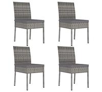 vidaXL Sillas de comedor de jardín 4 unidades – Ratán sintético gris, respaldo cómodo
