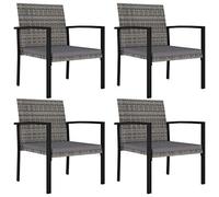 vidaXL Sillas de comedor de jardín 4x, Ratán sintético gris, asiento y respaldo cómodo